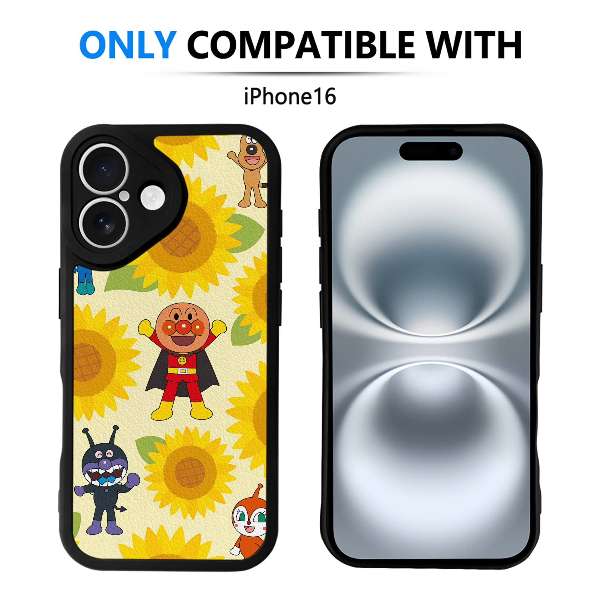 （画像用） アンパンマン Anpanman 【iPhone 16シリーズ対応】シリコンスマホケース（レザー調） 材質：シリコン